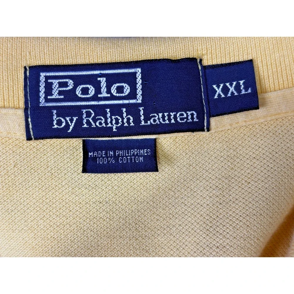 Polo Ralph Lauren Polo Shirt Yellow Pony Logo Classic Fit Preppy‎ Golf XXL